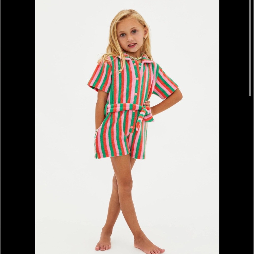 Beach Riot NWT Little Gia Romper, Palm Bch Stripe, GIRLS size 13/14 FitsJr XS/S - Picture 2 of 12